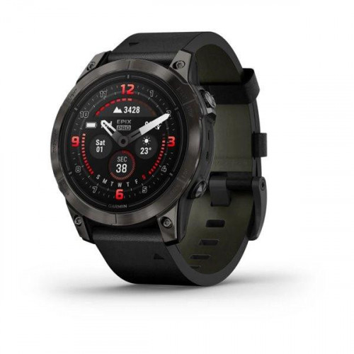 Garmin Epix Pro Gen 2 Sapphire 47mm Carbon G. DLC Tit. with B. Leather Band (010-02803-30)