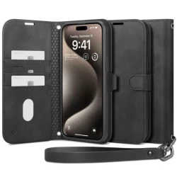 Чохол-книжка (шкіряний) Apple iPhone 15 Pro Spigen Wallet S Pro Black (ACS06740)