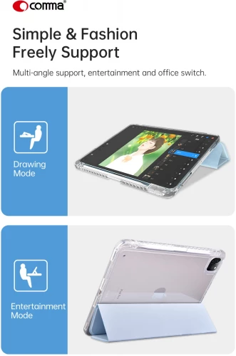 Чехол-книжка (полиуретановый) Apple iPad Air 13" 2024 Comma Joy PU with Pencil Slot Series Black