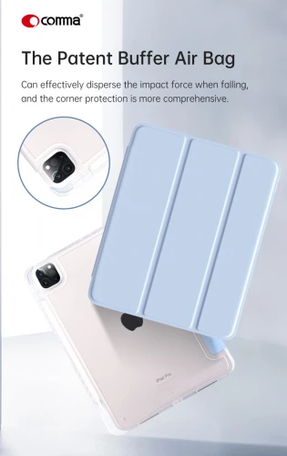 Чохол-книжка (поліуретановий) Apple iPad Pro 13" 2024 Comma Joy PU with Pencil Slot Series Light Blue