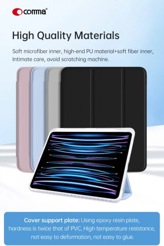 Чохол-книжка (поліуретановий) Apple iPad Pro 13" 2024 Comma Joy PU with Pencil Slot Series Light Blue