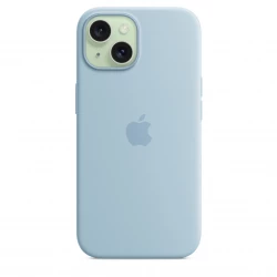 Чохол-накладка (силіконовий) для iPhone 15 Silicone Case High Copy with MagSafe Light Blue