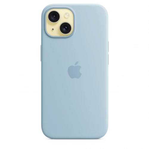 Чехол-накладка (силиконовый) для iPhone 15 Silicone Case High Copy with MagSafe Light Blue