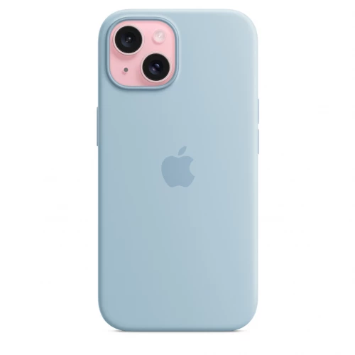 Чехол-накладка (силиконовый) для iPhone 15 Silicone Case High Copy with MagSafe Light Blue