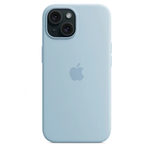 Чехол-накладка (силиконовый) для iPhone 15 Silicone Case High Copy with MagSafe Light Blue