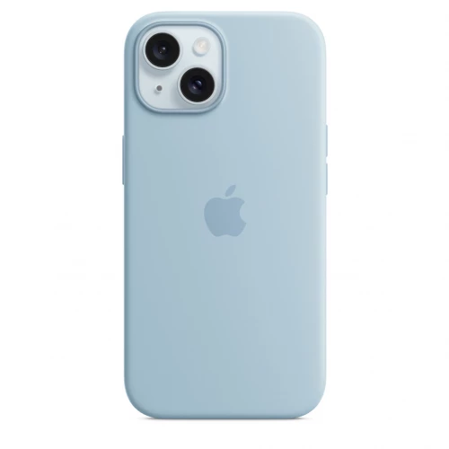 Чехол-накладка (силиконовый) для iPhone 15 Silicone Case High Copy with MagSafe Light Blue