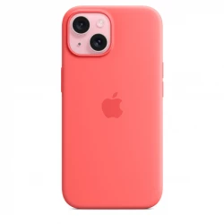 Чохол-накладка (силіконовий) для iPhone 15 Silicone Case High Copy with MagSafe Guava