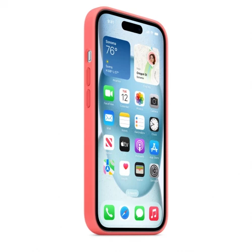 Чехол-накладка (силиконовый) для iPhone 15 Silicone Case High Copy with MagSafe Guava