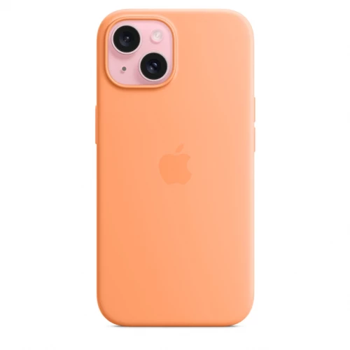 Чехол-накладка (силиконовый) для iPhone 15 Silicone Case High Copy with MagSafe Orange Sorbet