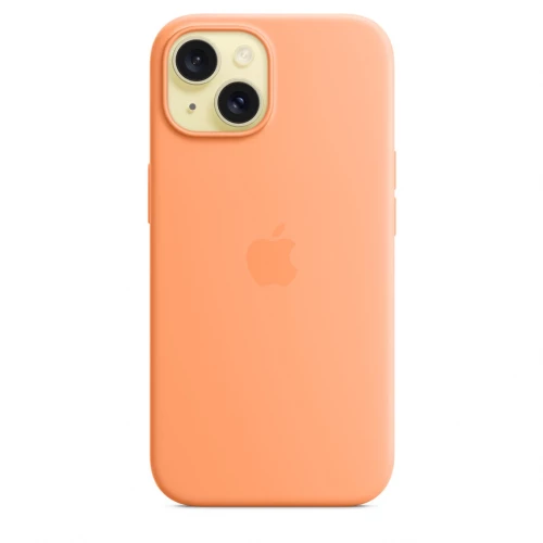 Чехол-накладка (силиконовый) для iPhone 15 Silicone Case High Copy with MagSafe Orange Sorbet