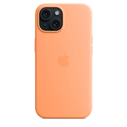 Чехол-накладка (силиконовый) для iPhone 15 Silicone Case High Copy with MagSafe Orange Sorbet