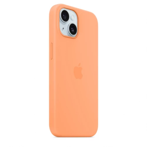 Чехол-накладка (силиконовый) для iPhone 15 Silicone Case High Copy with MagSafe Orange Sorbet