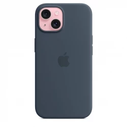 Чохол-накладка (силіконовий) для iPhone 15 Silicone Case High Copy with MagSafe Storm Blue
