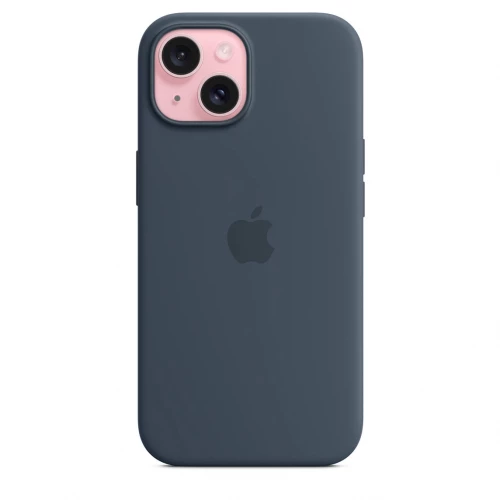 Чехол-накладка (силиконовый) для iPhone 15 Silicone Case High Copy with MagSafe Storm Blue
