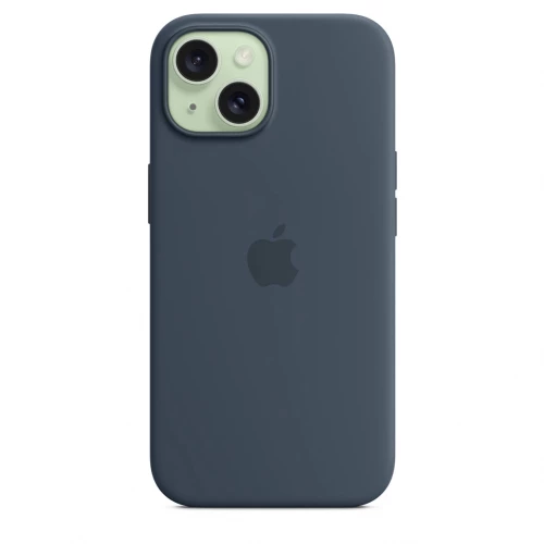 Чехол-накладка (силиконовый) для iPhone 15 Silicone Case High Copy with MagSafe Storm Blue