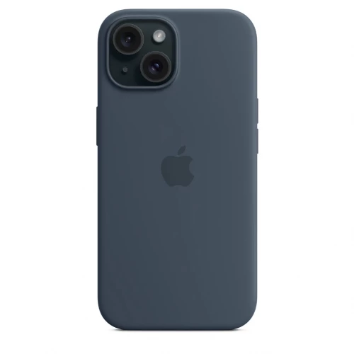 Чехол-накладка (силиконовый) для iPhone 15 Silicone Case High Copy with MagSafe Storm Blue