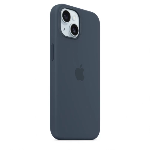 Чехол-накладка (силиконовый) для iPhone 15 Silicone Case High Copy with MagSafe Storm Blue