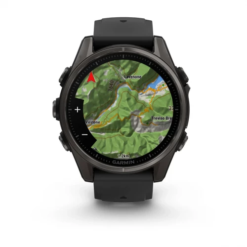 Garmin Fenix 8 43mm AMOLED Sapphire Carbon Gray DLC Tit. w. Black/Pebble Gray S. Band (010-02903-20/21)