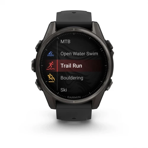 Garmin Fenix 8 43mm AMOLED Sapphire Carbon Gray DLC Tit. w. Black/Pebble Gray S. Band (010-02903-20/21)