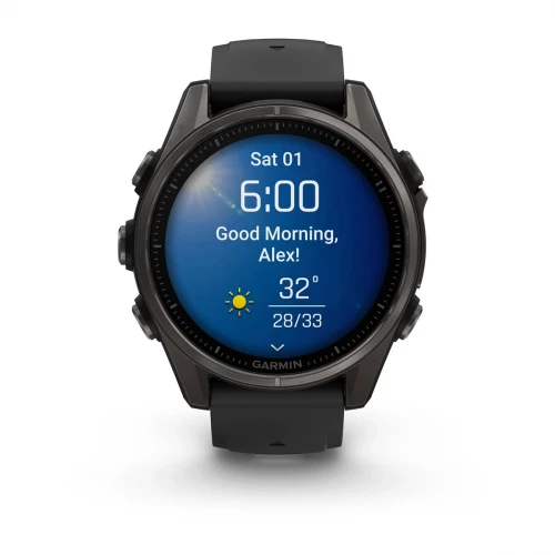 Garmin Fenix 8 43mm AMOLED Sapphire Carbon Gray DLC Tit. w. Black/Pebble Gray S. Band (010-02903-20/21)