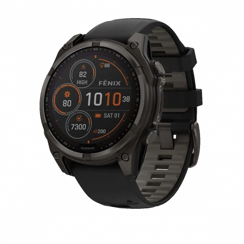 Garmin Fenix 8 47mm Solar Sapphire Carbon Gray DLC Titanium w. Black/Pebble Gray S. Band (010-02906-10/11)
