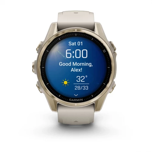 Garmin Fenix 8 43mm AMOLED Sapphire Soft Gold w. Fog Gray/Dark Sandstone S. Band (010-02903-10/11/18)