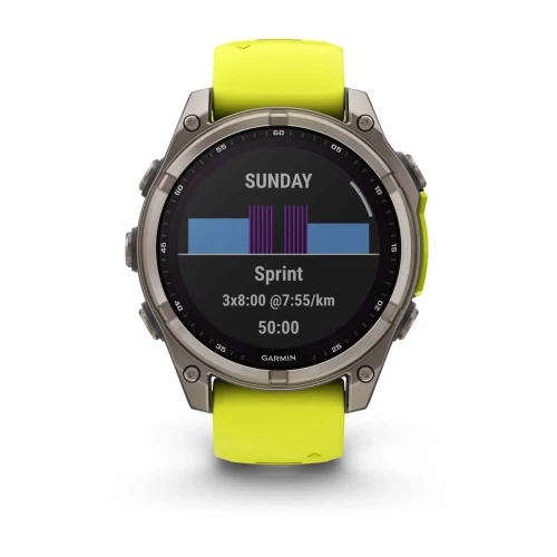 Garmin Fenix 8 47mm Solar Sapphire Titanium w. Amp Yellow/Graphite Silicone Band (010-02906-20/21)