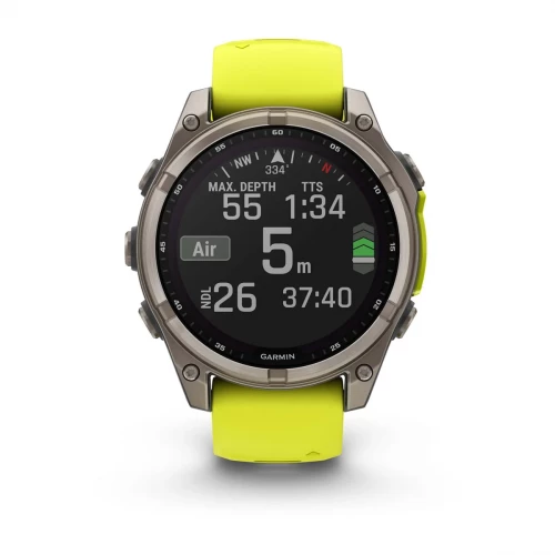 Garmin Fenix 8 47mm Solar Sapphire Titanium w. Amp Yellow/Graphite Silicone Band (010-02906-20/21)