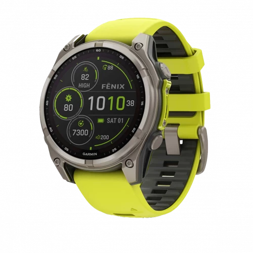 Garmin Fenix 8 47mm Solar Sapphire Titanium w. Amp Yellow/Graphite Silicone Band (010-02906-20/21)