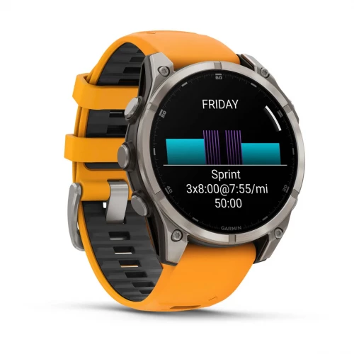 Garmin Fenix 8 47mm AMOLED Sapphire Titanium w. Spark Orange/Graphite Silicone Band (010-02904-10/11/19)