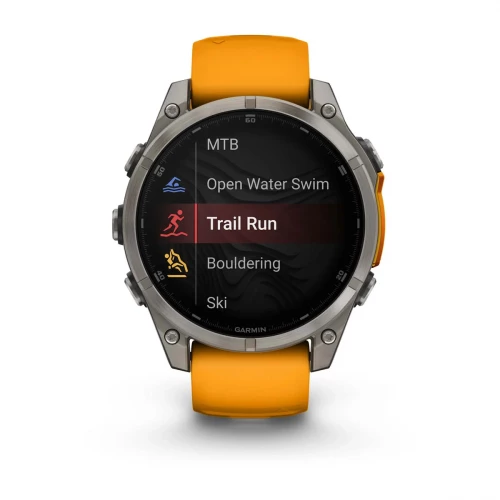 Garmin Fenix 8 47mm AMOLED Sapphire Titanium w. Spark Orange/Graphite Silicone Band (010-02904-10/11/19)