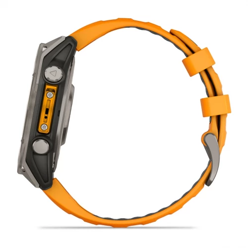 Garmin Fenix 8 47mm AMOLED Sapphire Titanium w. Spark Orange/Graphite Silicone Band (010-02904-10/11/19)