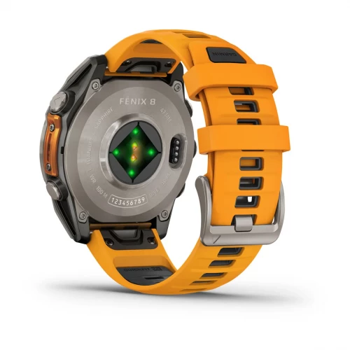 Garmin Fenix 8 47mm AMOLED Sapphire Titanium w. Spark Orange/Graphite Silicone Band (010-02904-10/11/19)
