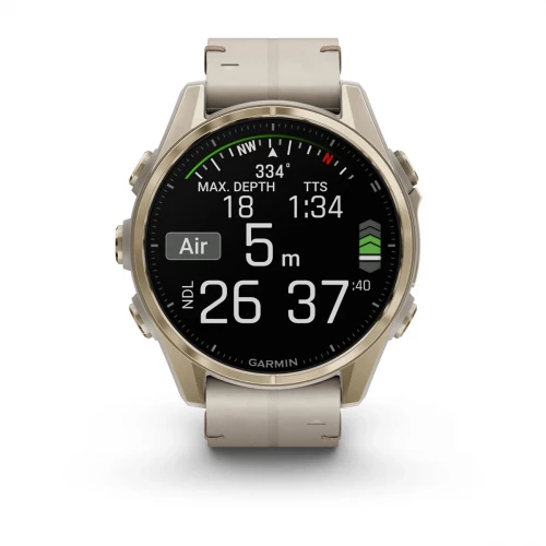 Garmin Fenix 8 43mm AMOLED Sapphire Soft Gold with Limestone Leather Band (010-02903-40)