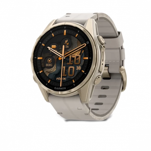 Garmin Fenix 8 43mm AMOLED Sapphire Soft Gold with Limestone Leather Band (010-02903-40)