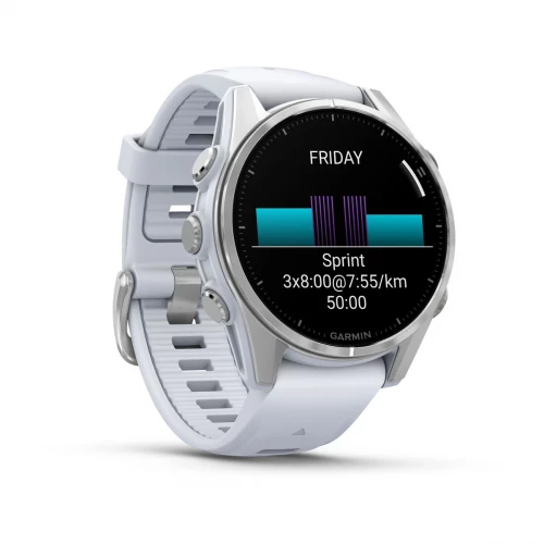 Garmin Fenix 8 43mm AMOLED Silver with Whitestone Silicone Band (010-02903-00)