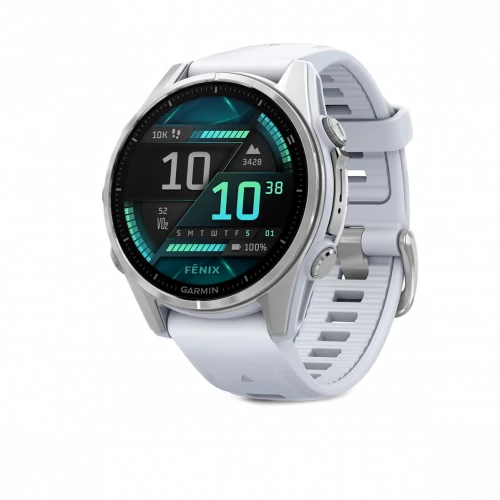 Garmin Fenix 8 43mm AMOLED Silver with Whitestone Silicone Band (010-02903-00)