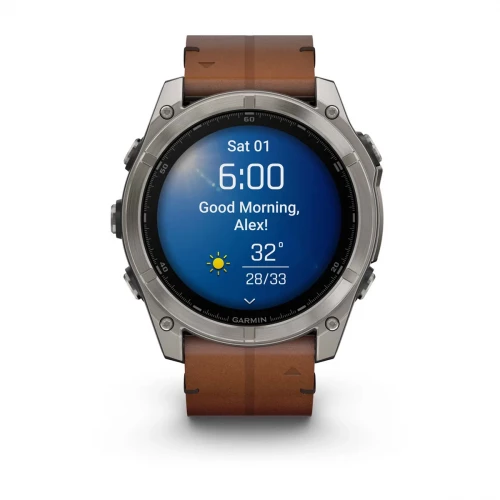Garmin Fenix 8 51mm AMOLED Sapphire Carbon grey DLC w. Chestnut Leather Band (010-02905-40)