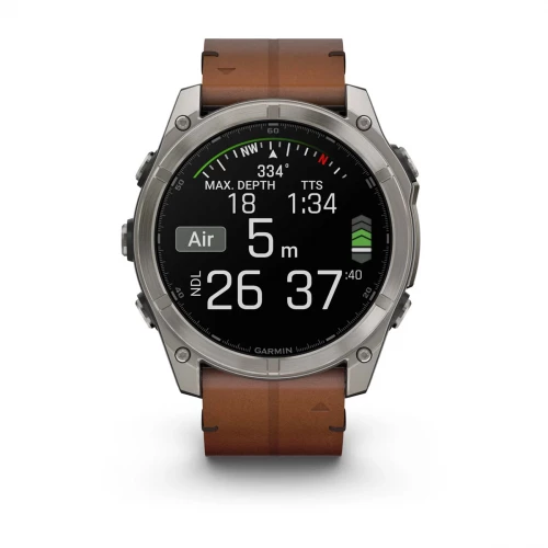 Garmin Fenix 8 51mm AMOLED Sapphire Carbon grey DLC w. Chestnut Leather Band (010-02905-40)