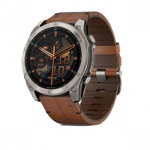 Garmin Fenix 8 51mm AMOLED Sapphire Carbon grey DLC w. Chestnut Leather Band (010-02905-40)
