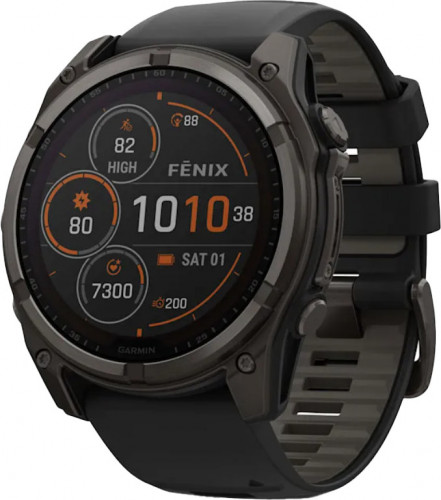 Garmin Fenix 8 51mm Solar Sapphire Carbon Gray DLC Titanium w. Black/Pebble Gray S. Band (010-02907-10/11)