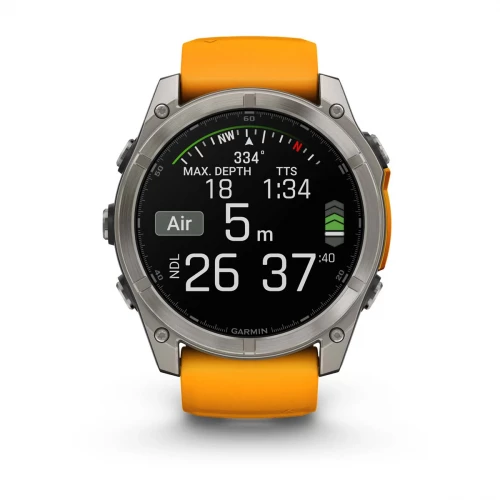 Garmin Fenix 8 51mm AMOLED Sapphire Titanium w. Spark Orange/Graphite Silicone Band (010-02905-10/11)