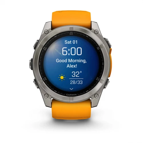 Garmin Fenix 8 51mm AMOLED Sapphire Titanium w. Spark Orange/Graphite Silicone Band (010-02905-10/11)