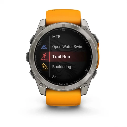 Garmin Fenix 8 51mm AMOLED Sapphire Titanium w. Spark Orange/Graphite Silicone Band (010-02905-10/11)