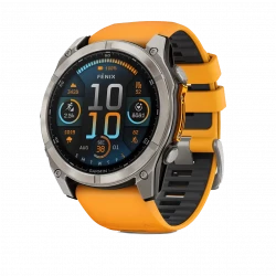 Garmin Fenix 8 51mm AMOLED Sapphire Titanium w. Spark Orange/Graphite Silicone Band (010-02905-10/11)