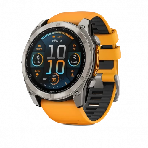 Garmin Fenix 8 51mm AMOLED Sapphire Titanium w. Spark Orange/Graphite Silicone Band (010-02905-10/11)