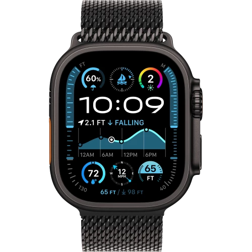 Apple Watch Ultra 2 GPS + Cellular 49mm Black Titanium Case w. Black Titanium Milanese Loop - S (MX4W3)