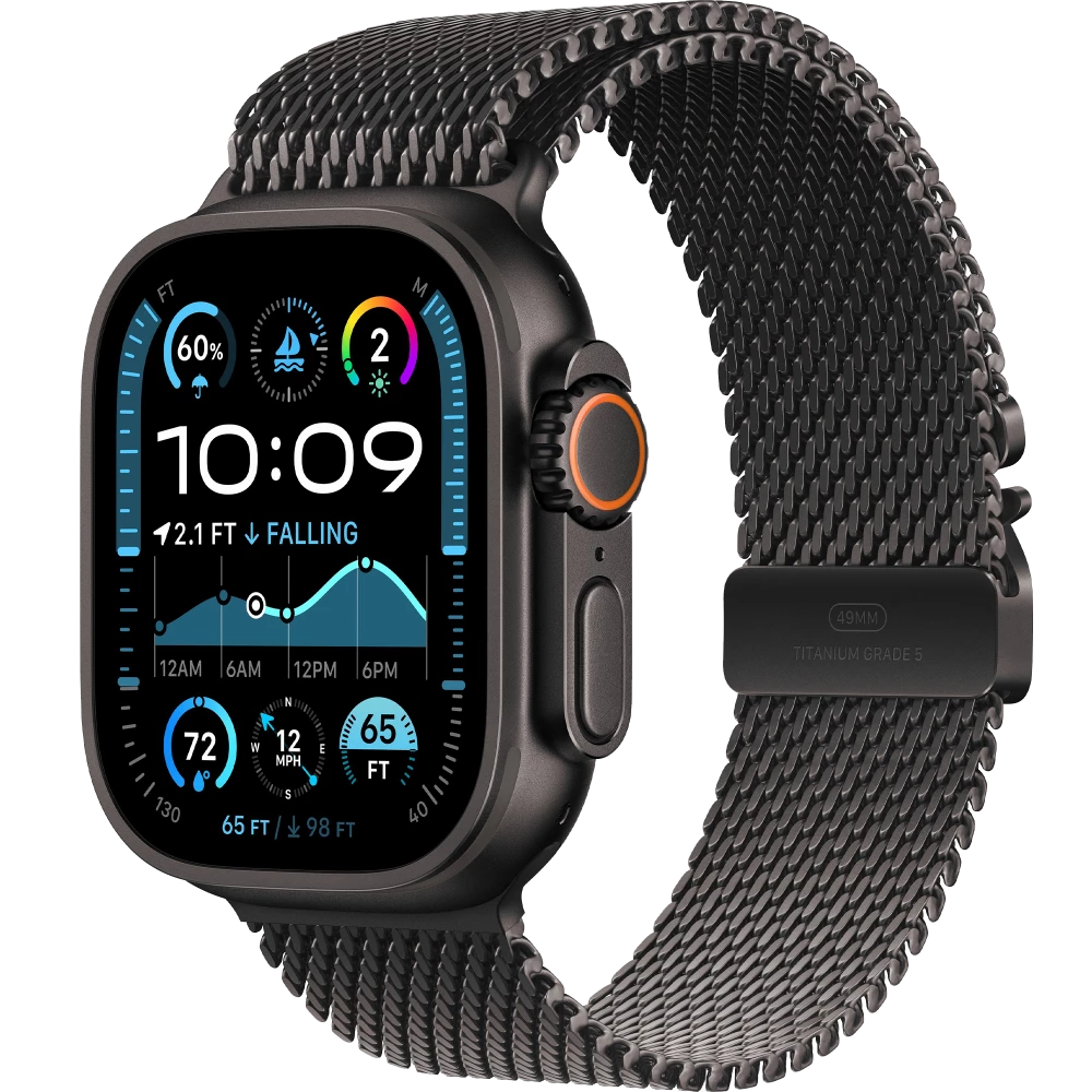 Apple Watch Ultra 2 GPS + Cellular 49mm Black Titanium Case w. Black Titanium Milanese Loop - S (MX4W3)