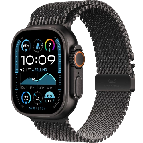 Apple Watch Ultra 2 GPS + Cellular 49mm Black Titanium Case w. Black Titanium Milanese Loop - S (MX4W3)