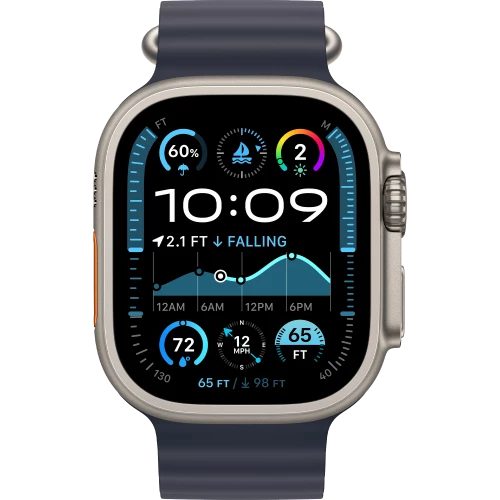Apple Watch Ultra 2 GPS + Cellular 49mm Natural Titanium Case w. Navy Ocean Band (MX4D3)